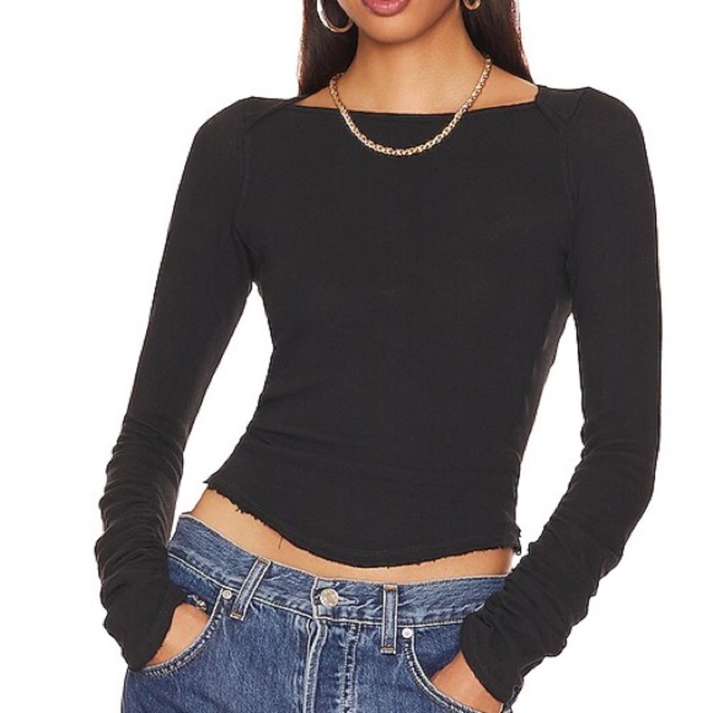 Free People Black Long Sleeve Top XS - Picture 1 of 4